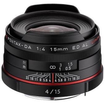  Pentax DA 15mm f/4 Limited ED AL HD Lens (Black)