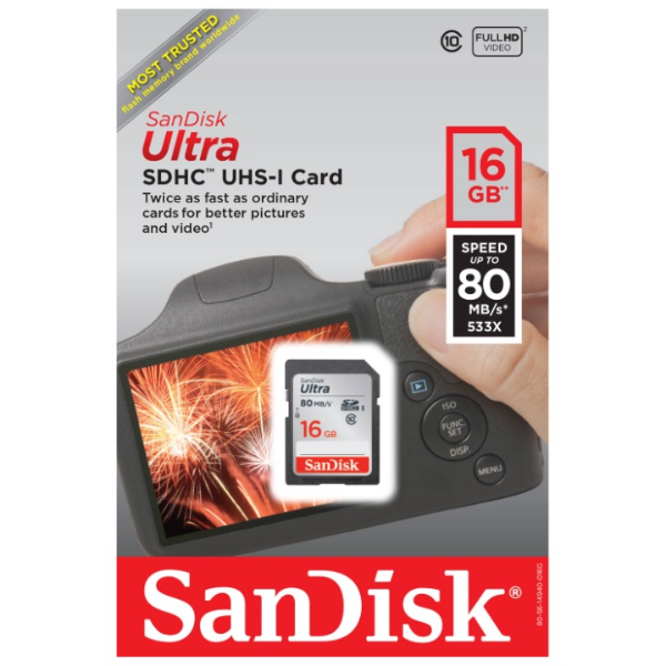 SanDisk Ultra SDHC UHS-I Memory Card 16GB 80MB/s ***